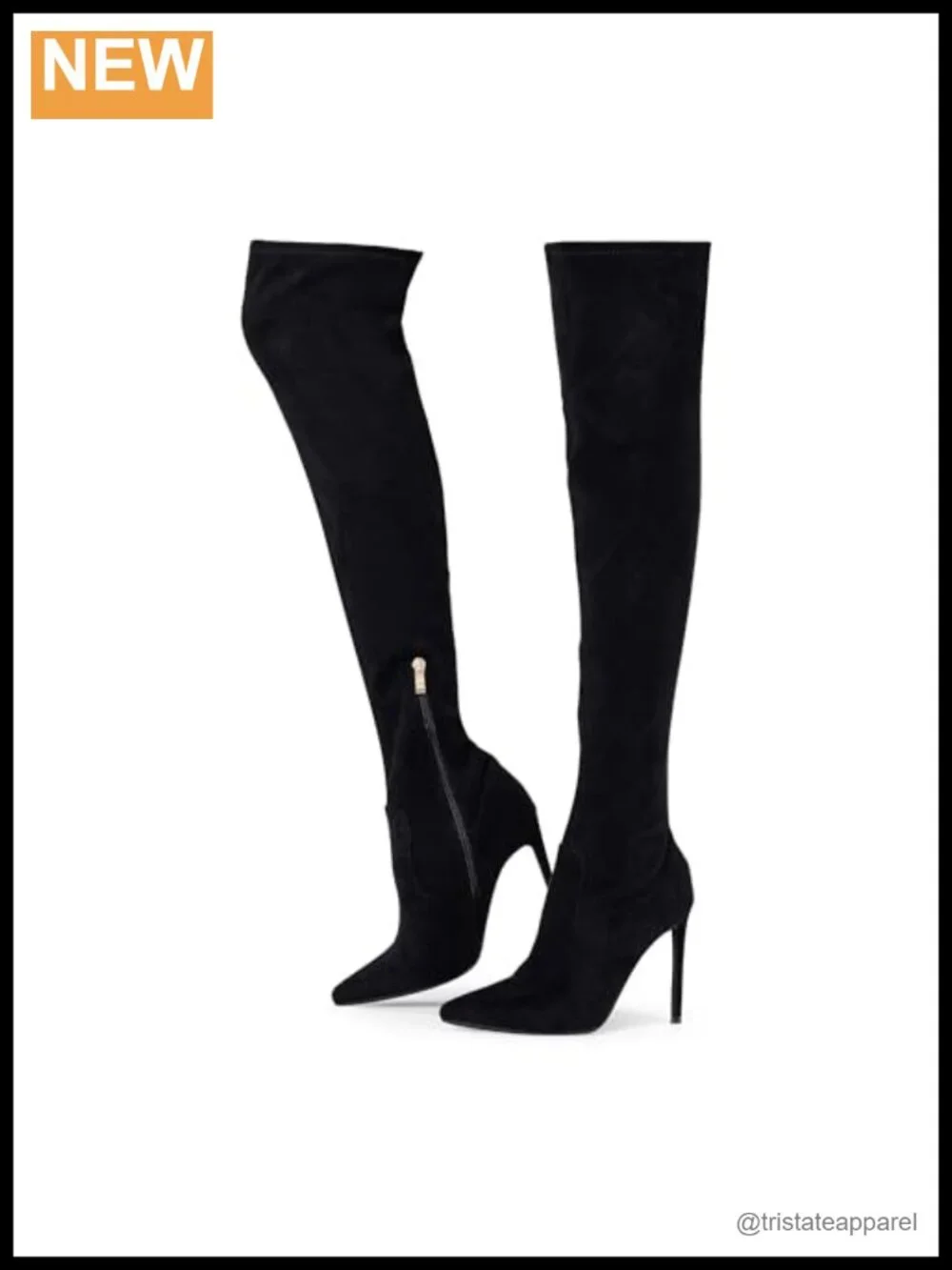 Over the Knee Boots Stretch Suede Pointed Toe Stiletto Heel Side Zip